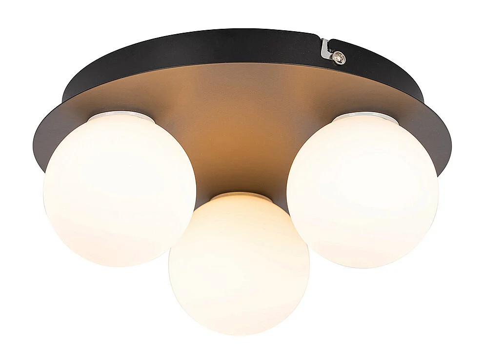 Plafonnier de salle de bain moderne noir 3 lumières - Cederic