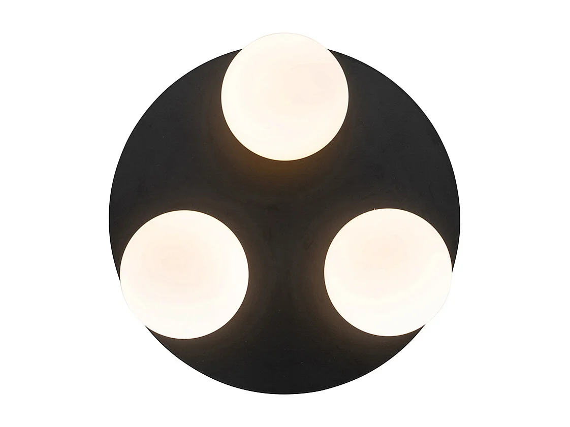 Plafonnier de salle de bain moderne noir 3 lumières - Cederic