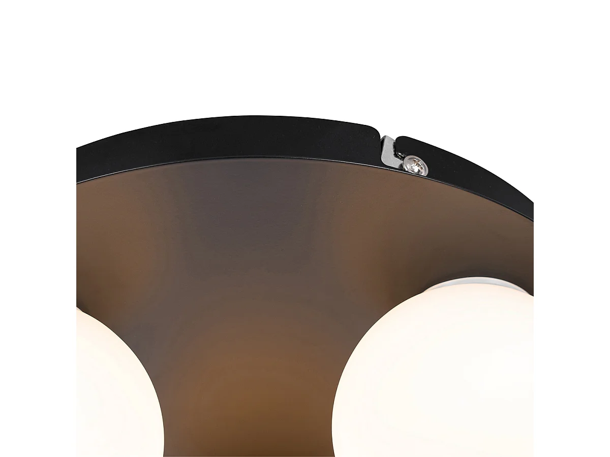 Plafonnier de salle de bain moderne noir 3 lumières - Cederic