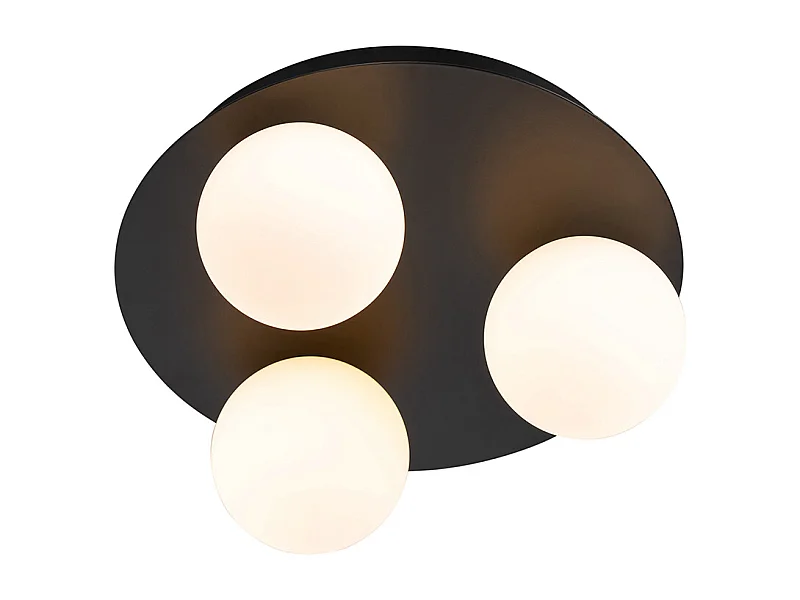 Plafonnier de salle de bain moderne noir 3 lumières - Cederic