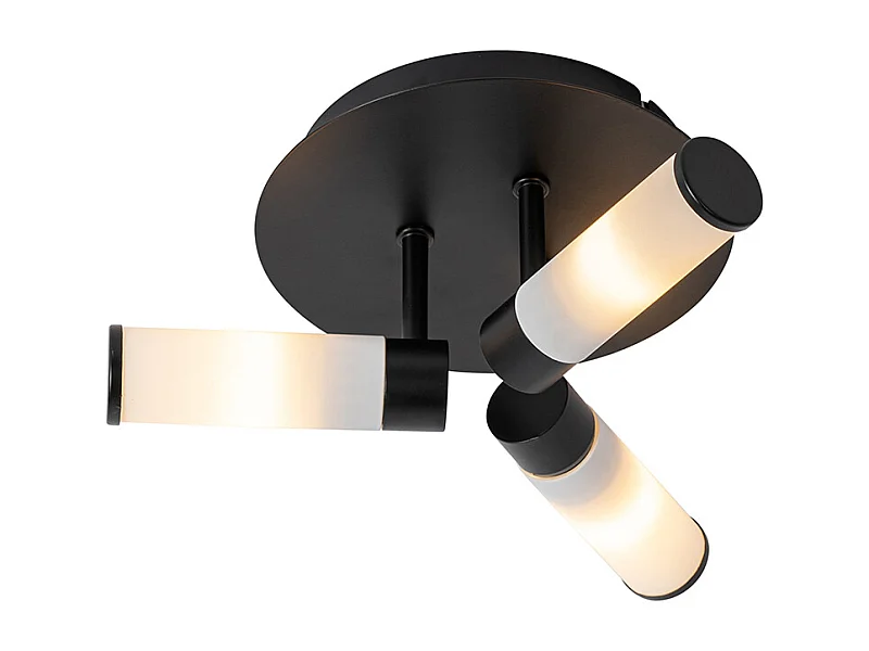 Plafonnier de salle de bain moderne noir 3 lumières IP44 - Bath
