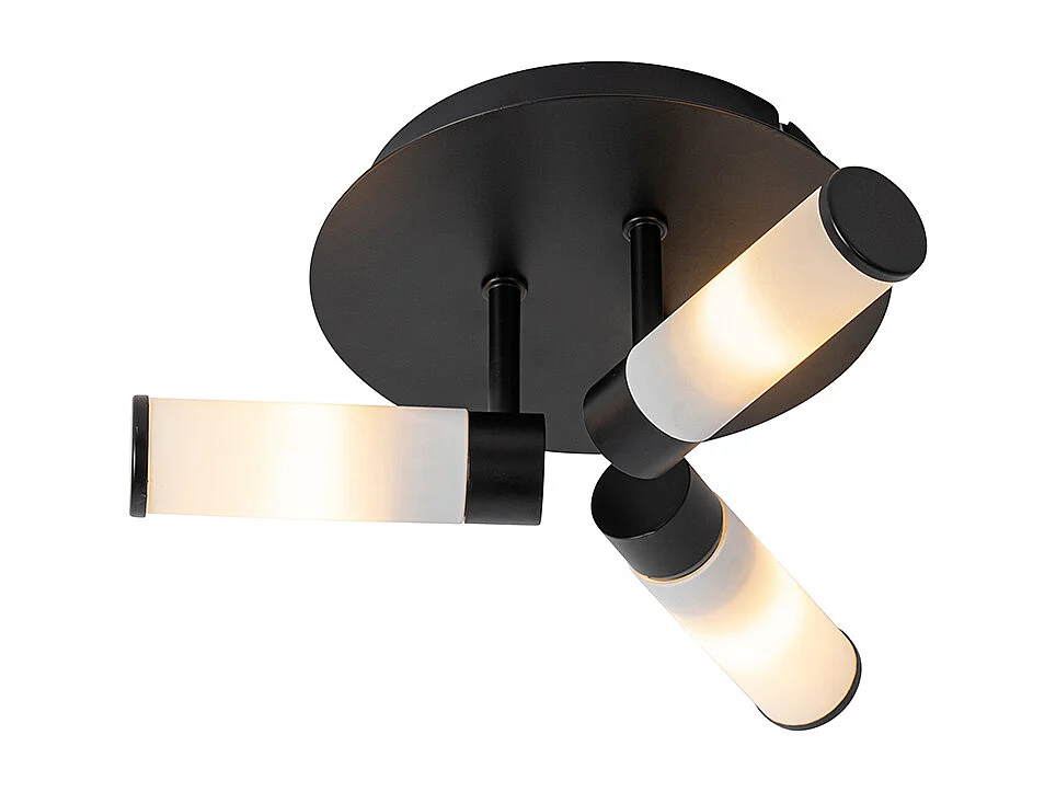 Plafonnier de salle de bain moderne noir 3 lumières IP44 - Bath