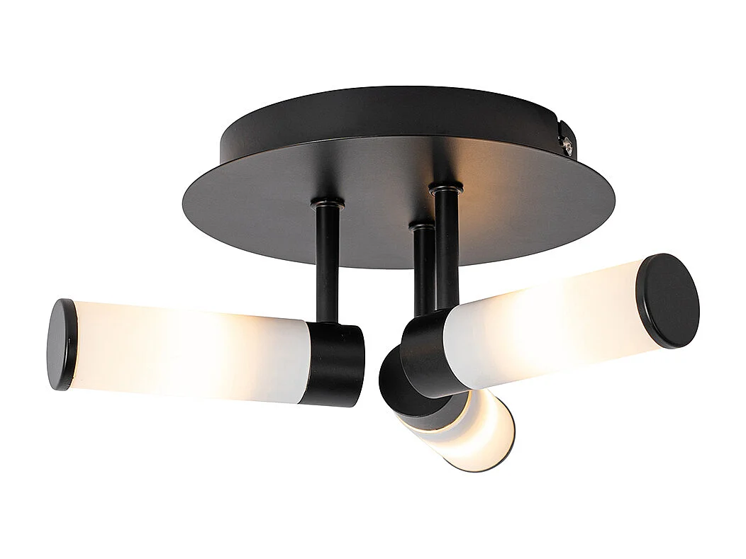 Plafonnier de salle de bain moderne noir 3 lumières IP44 - Bath