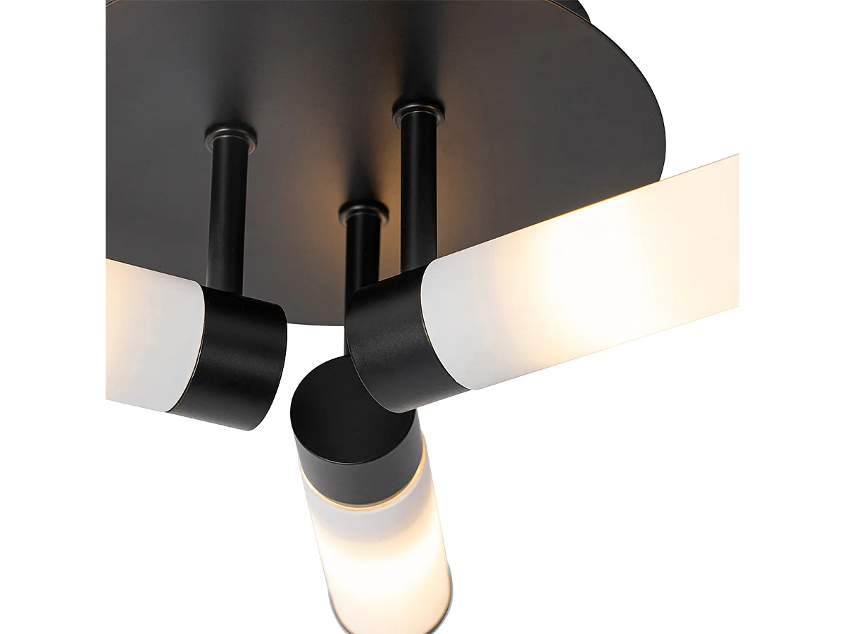 Plafonnier de salle de bain moderne noir 3 lumières IP44 - Bath