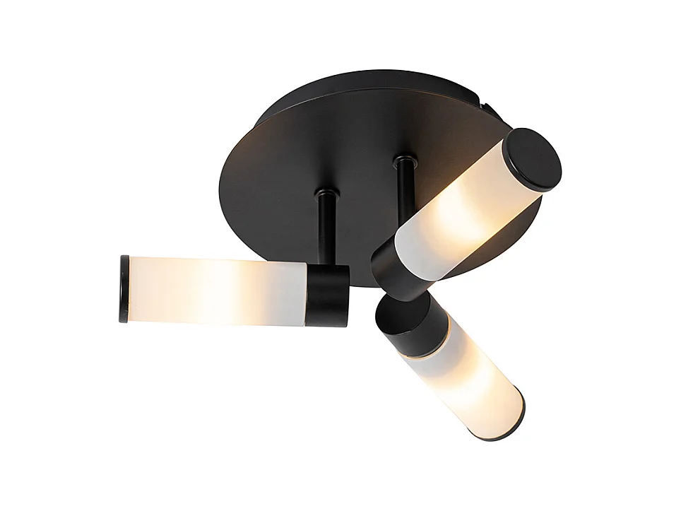 Plafonnier de salle de bain moderne noir 3 lumières IP44 - Bath