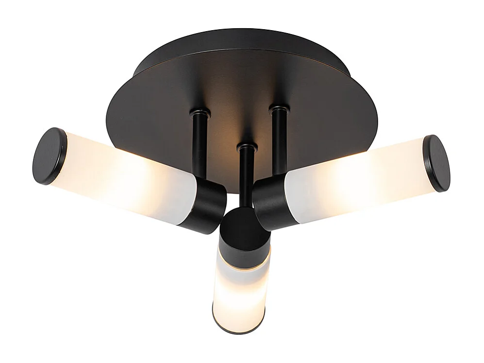 Plafonnier de salle de bain moderne noir 3 lumières IP44 - Bath