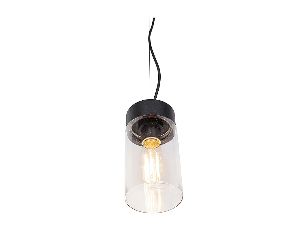 Suspension moderne noire avec verre IP44 - Jarra