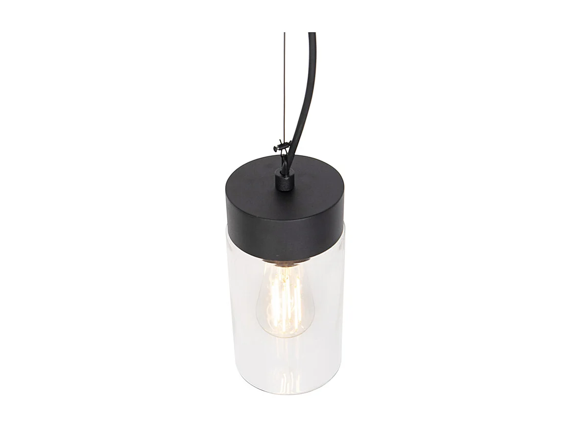Suspension moderne noire avec verre IP44 - Jarra