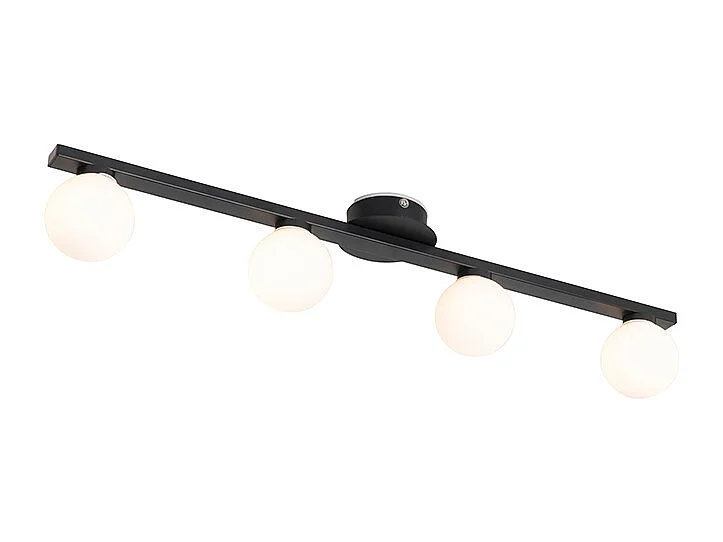 Plafonnier moderne noir IP44 4 lumières - Cederic