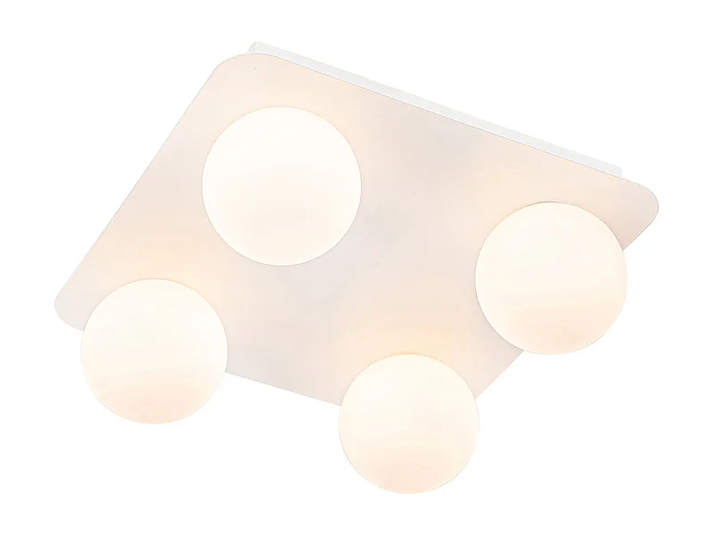 Plafonnier de salle de bain moderne blanc carré 4 lumières - Cederic