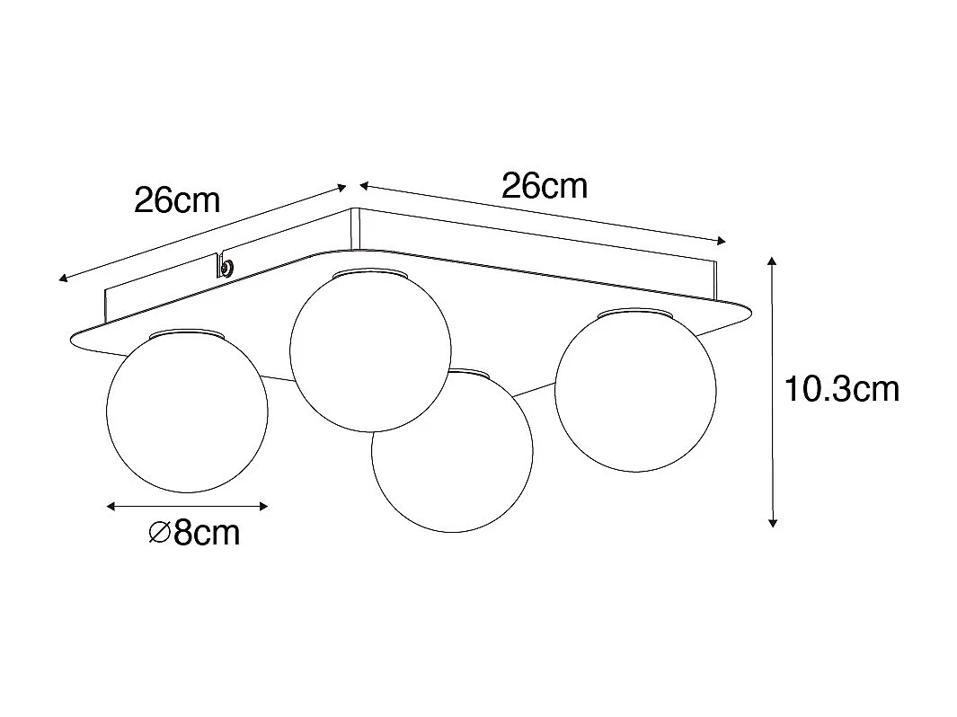 Plafonnier de salle de bain moderne blanc carré 4 lumières - Cederic