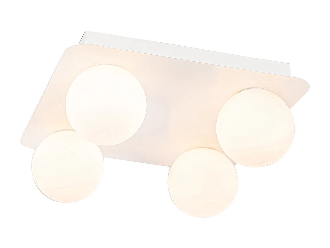 Plafonnier de salle de bain moderne blanc carré 4 lumières - Cederic
