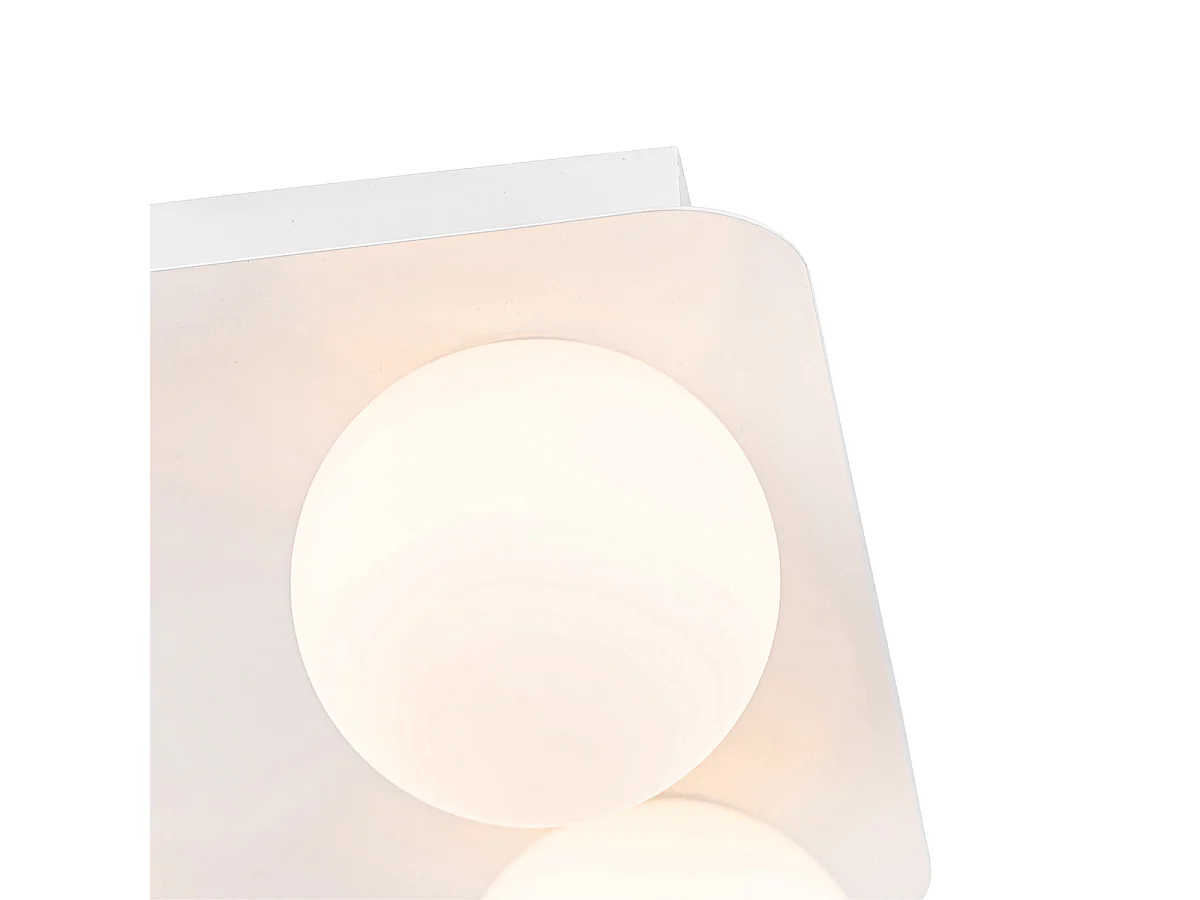 Plafonnier de salle de bain moderne blanc carré 4 lumières - Cederic