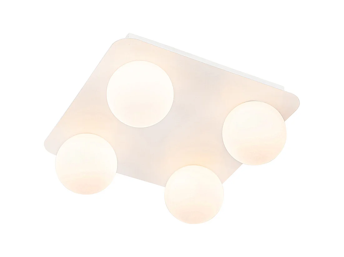 Plafonnier de salle de bain moderne blanc carré 4 lumières - Cederic