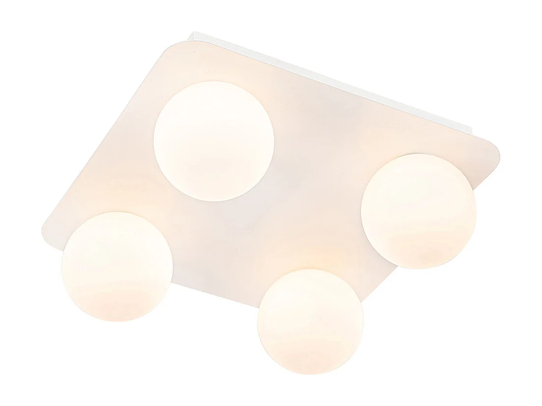 Plafonnier de salle de bain moderne blanc carré 4 lumières - Cederic