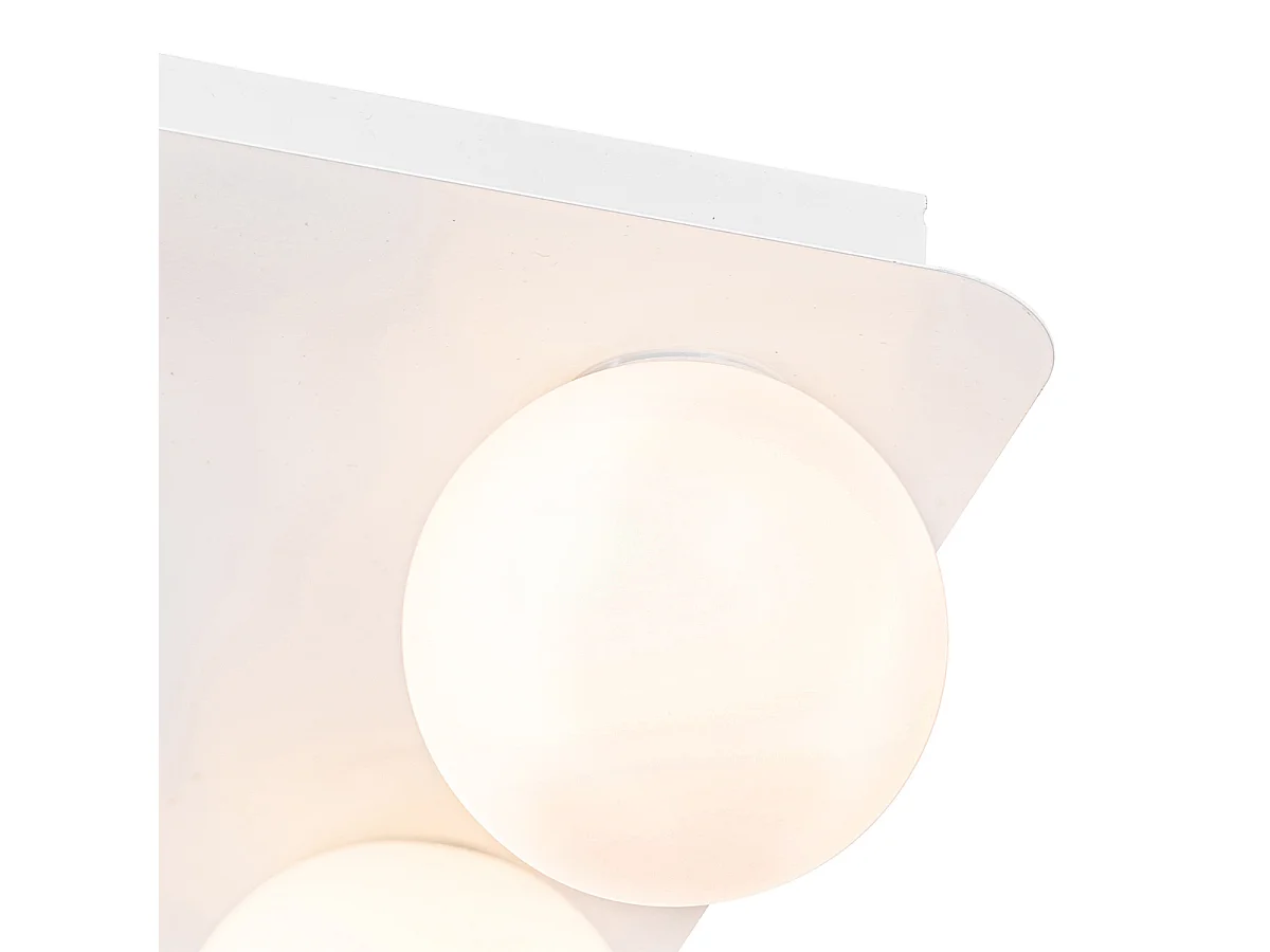 Plafonnier de salle de bain moderne blanc carré 4 lumières - Cederic