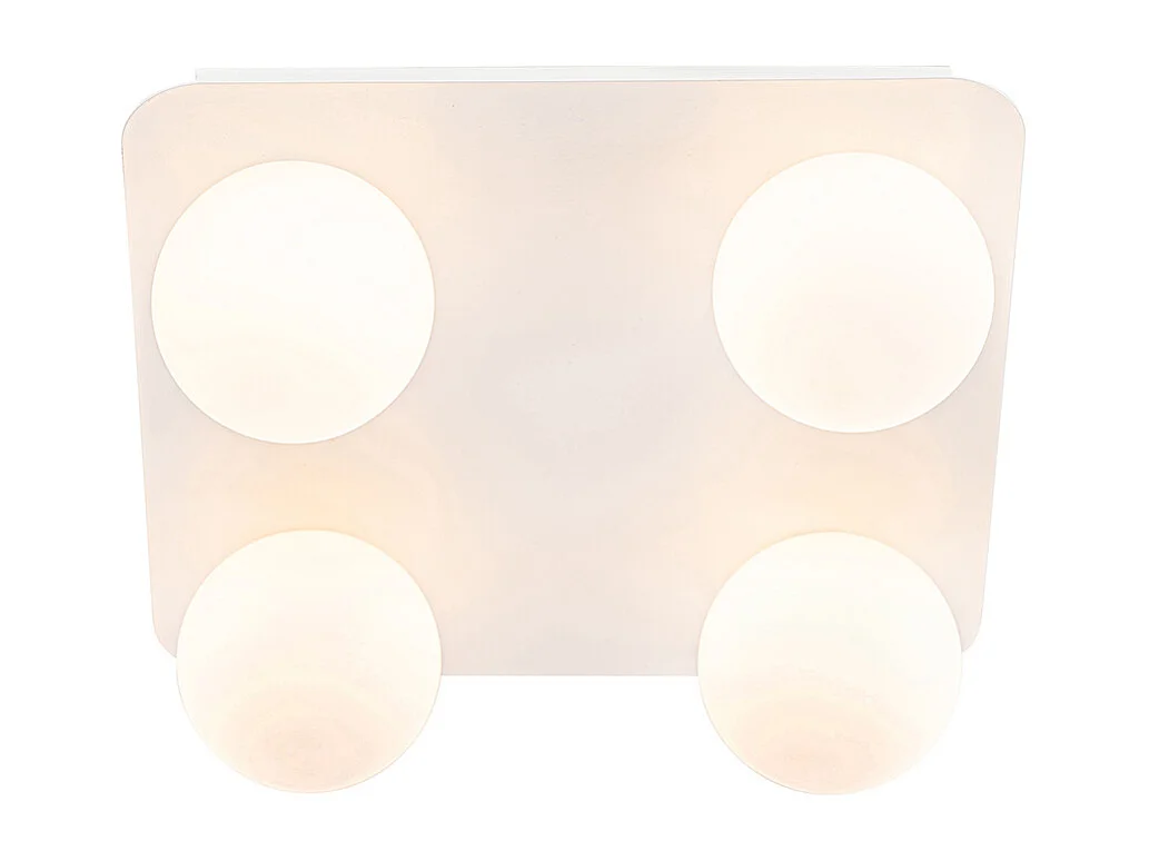 Plafonnier de salle de bain moderne blanc carré 4 lumières - Cederic