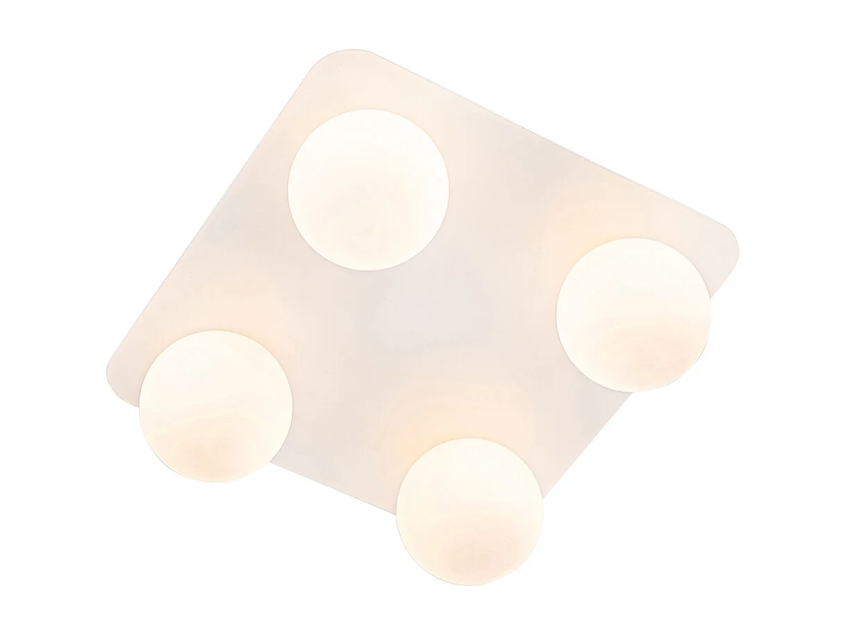 Plafonnier de salle de bain moderne blanc carré 4 lumières - Cederic