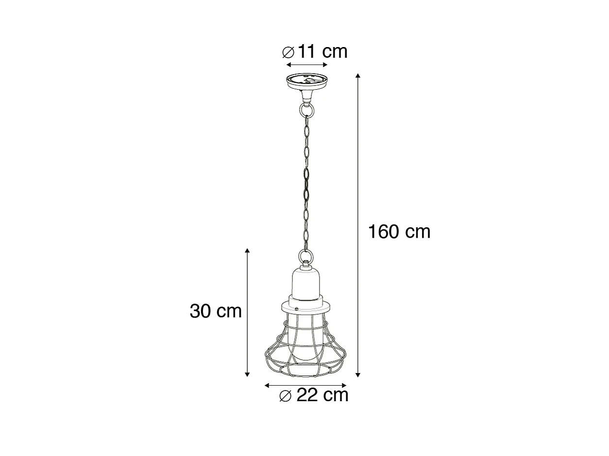 Lampe suspendue d'extérieur rurale noire - Moreno