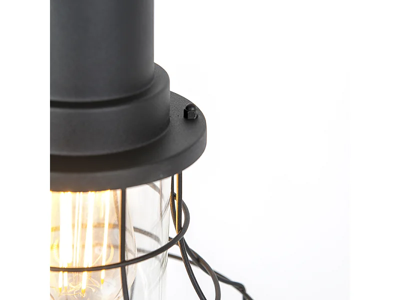 Lampe suspendue d'extérieur rurale noire - Moreno