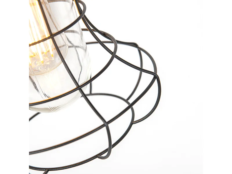 Lampe suspendue d'extérieur rurale noire - Moreno