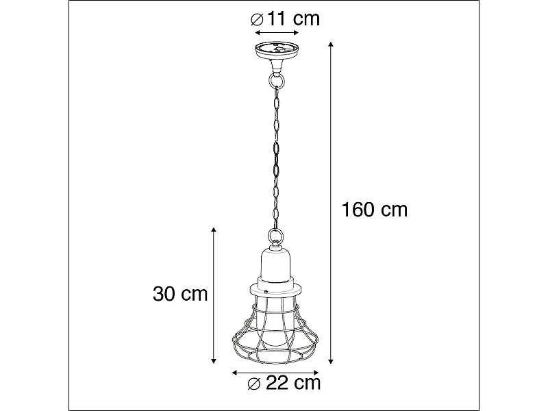 Suspension d'extérieur rustique noire - Moreno