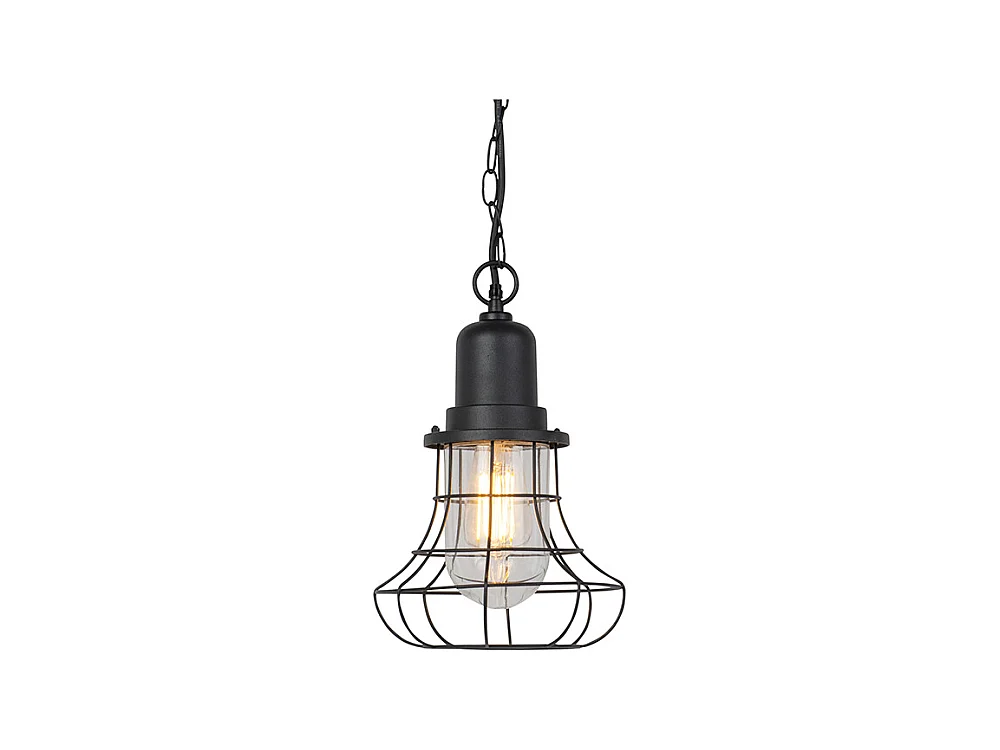 Lampe suspendue d'extérieur rurale noire - Moreno