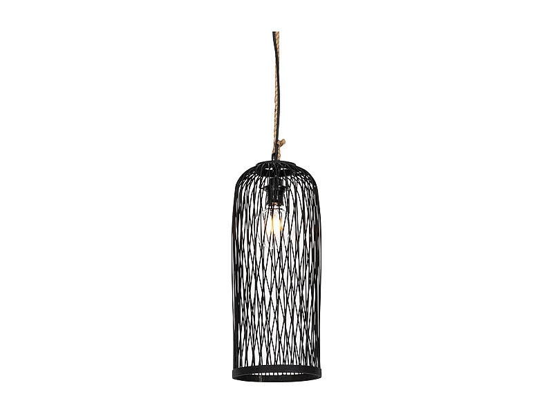 Suspension d'extérieur rustique en rotin noir 25 cm - Calamus