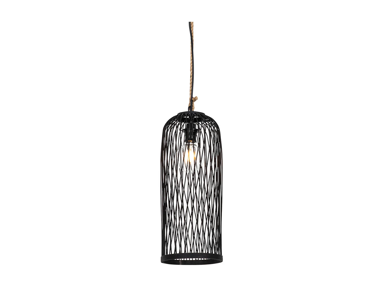 Lampe suspendue d'extérieur rurale en rotin noir 25 cm - Calamus
