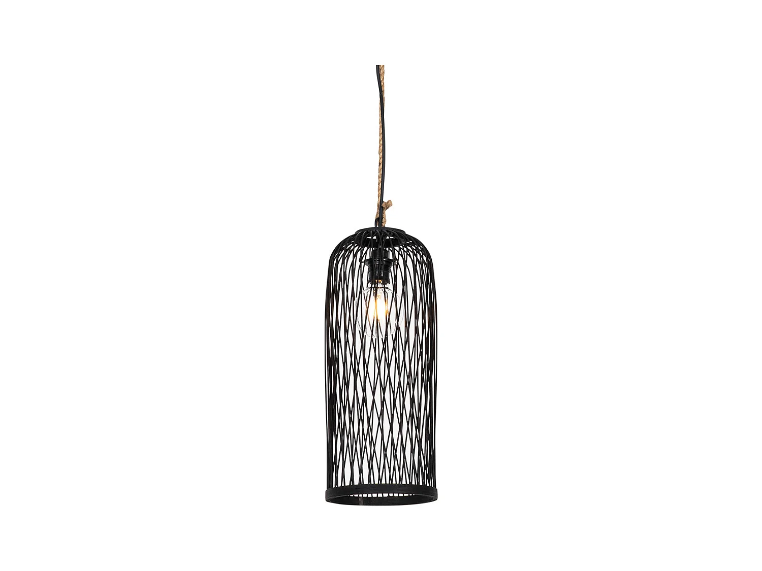 Lampe suspendue d'extérieur rurale en rotin noir 25 cm - Calamus