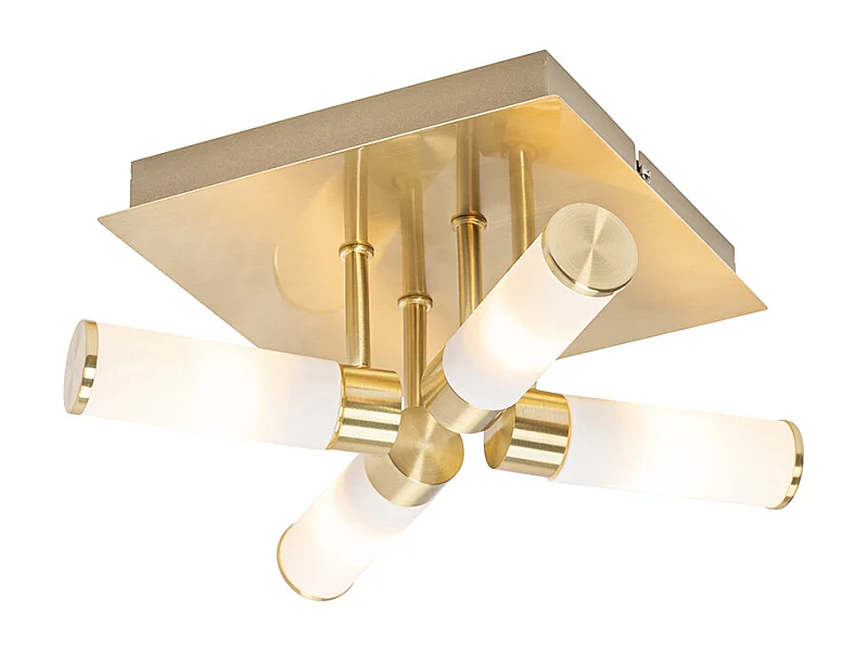 Plafonnier de salle de bain moderne en laiton 4 lumières IP44 - Bath