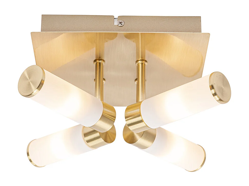 Plafonnier de salle de bain moderne en laiton 4 lumières IP44 - Bath