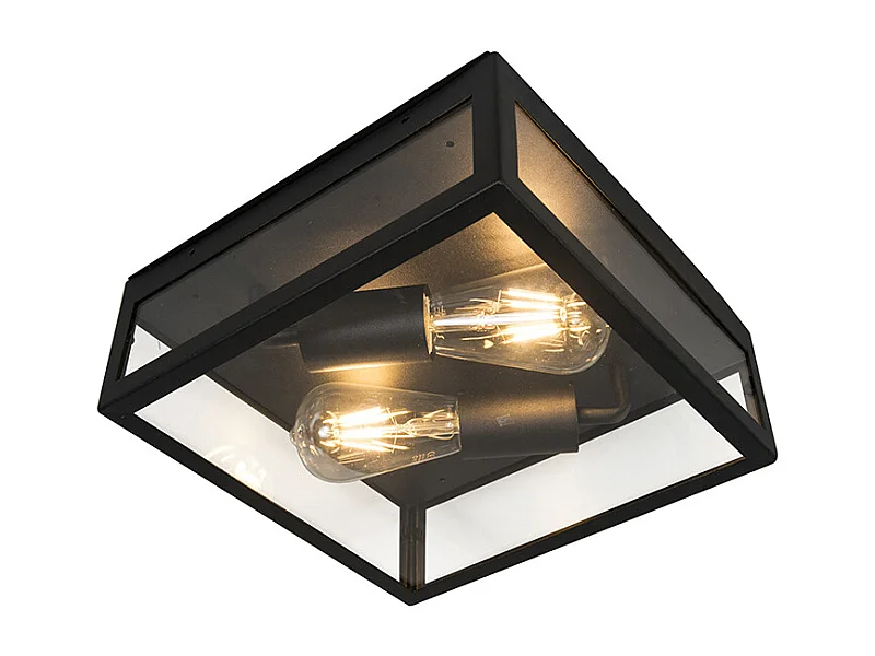 Plafonnier d'extérieur industriel noir 2 lumières - Rotterdam