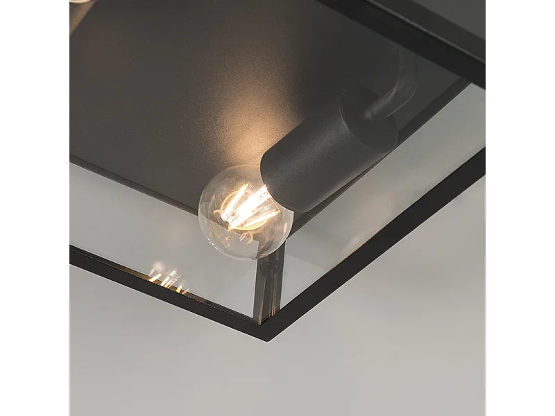 Plafonnier d'extérieur industriel noir 2 lumières - ROTTERDAM