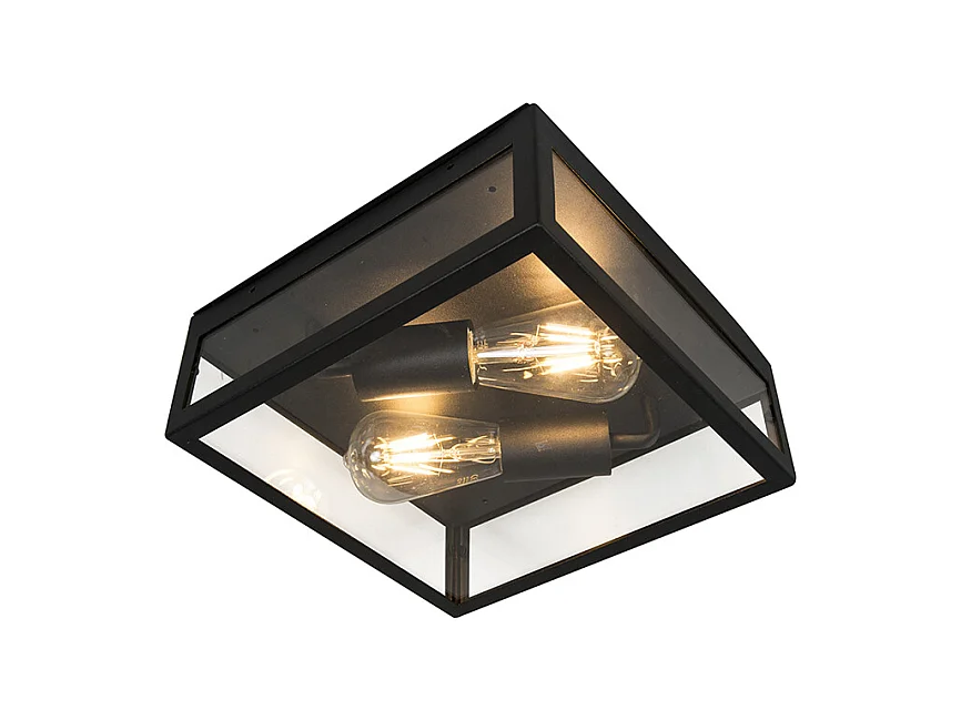 Plafonnier d'extérieur industriel noir 2 lumières - ROTTERDAM