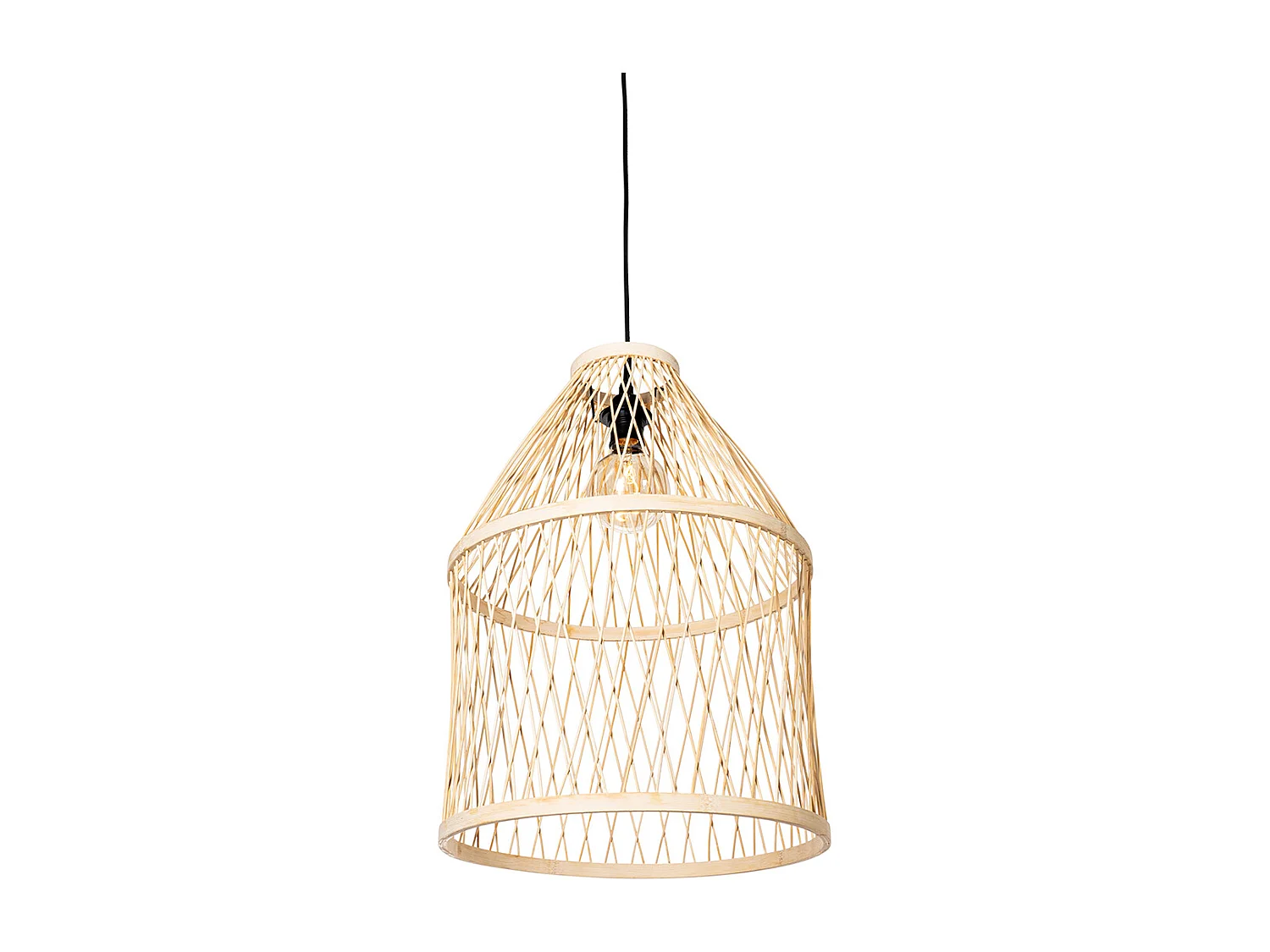 Lampe suspendue d'extérieur rurale en rotin 3 lumières - Calamus