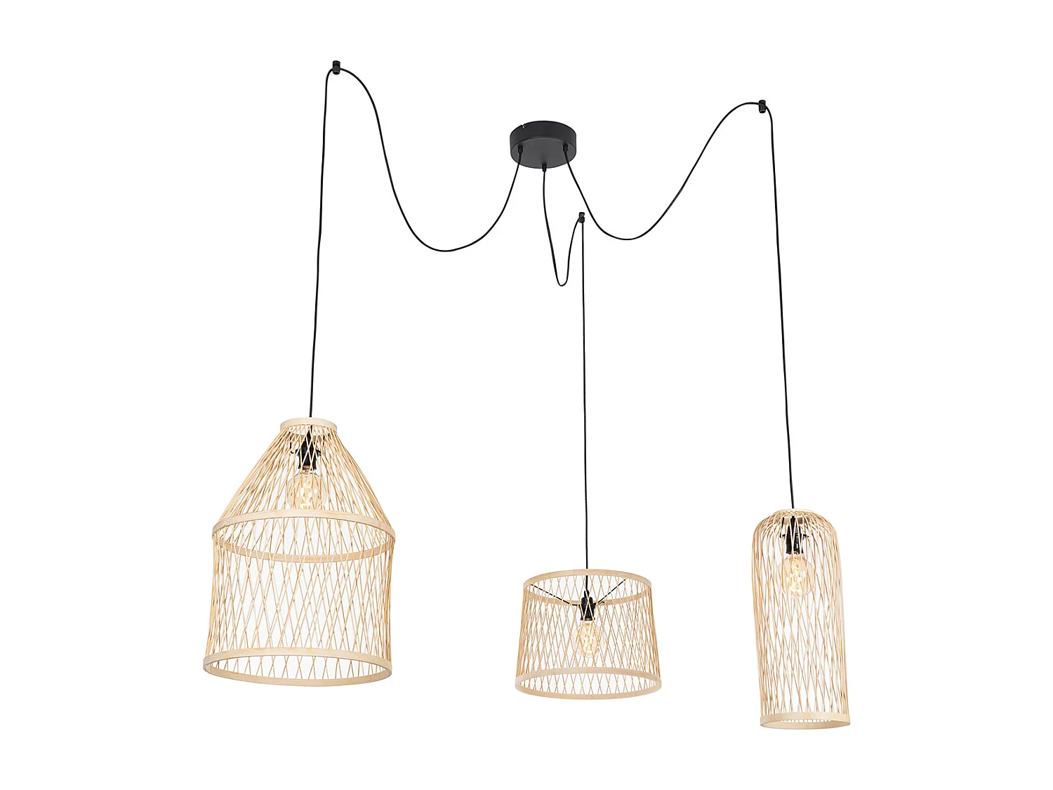 Suspension d'extérieur rustique en rotin 3 lumières - Calamus