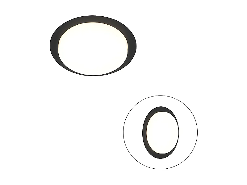 Plafonnier moderne rond noir avec LED IP44 - Lys