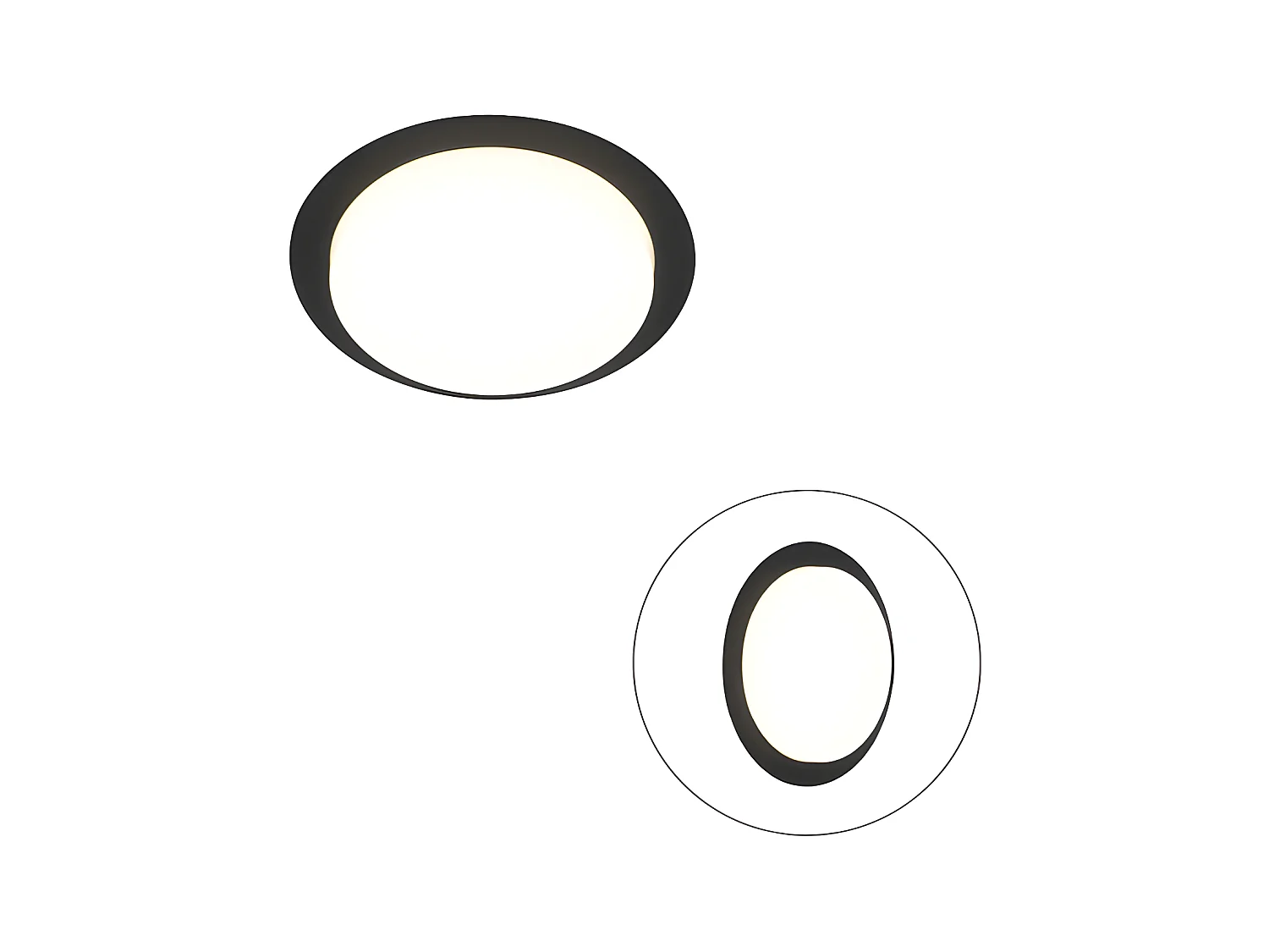 Plafonnier moderne rond noir avec LED IP44 - Lys