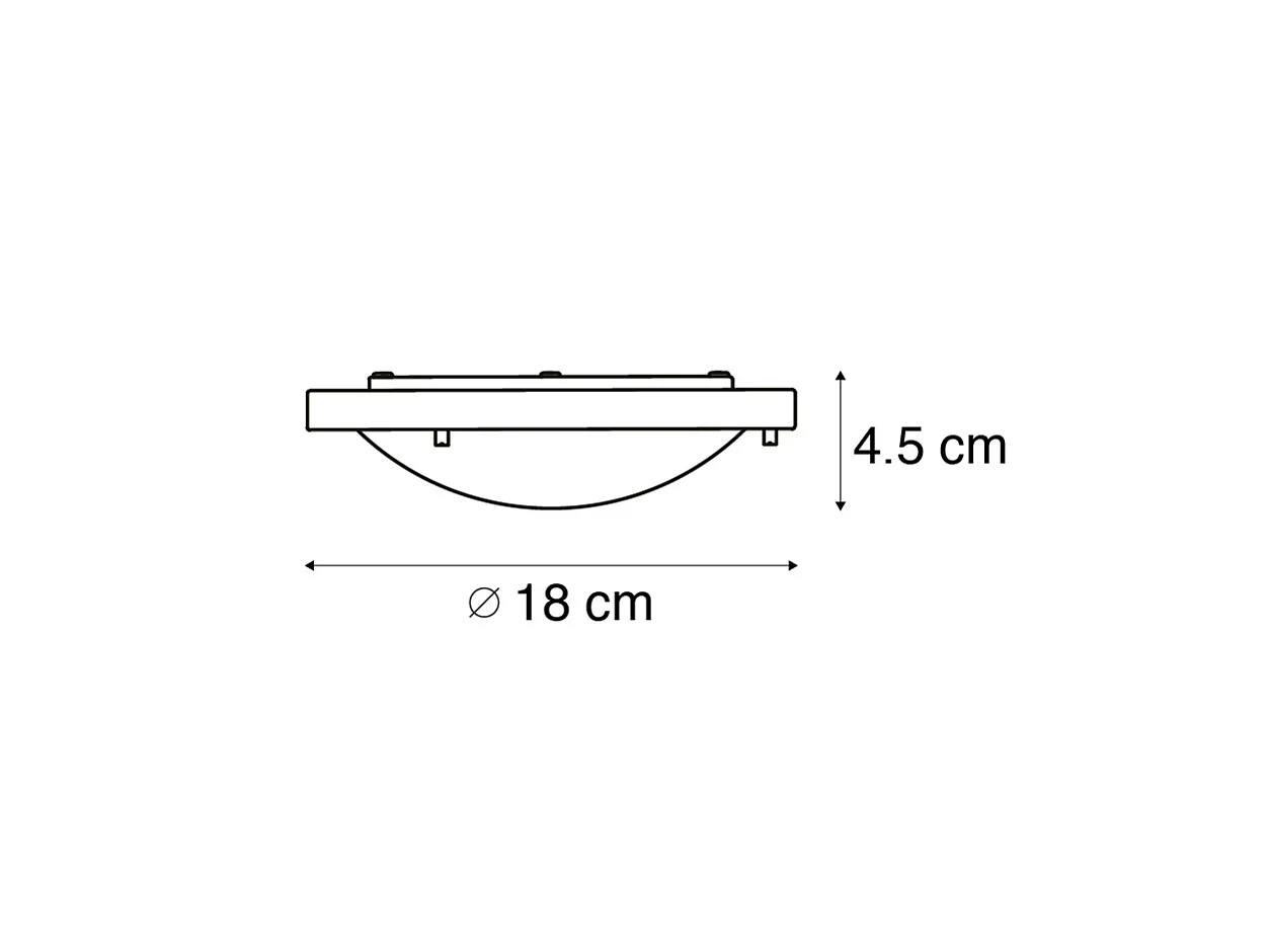 Plafonnier moderne noir IP44 - Yuma 18