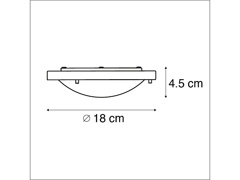 Plafonnier moderne noir 18 cm IP44 - Yuma