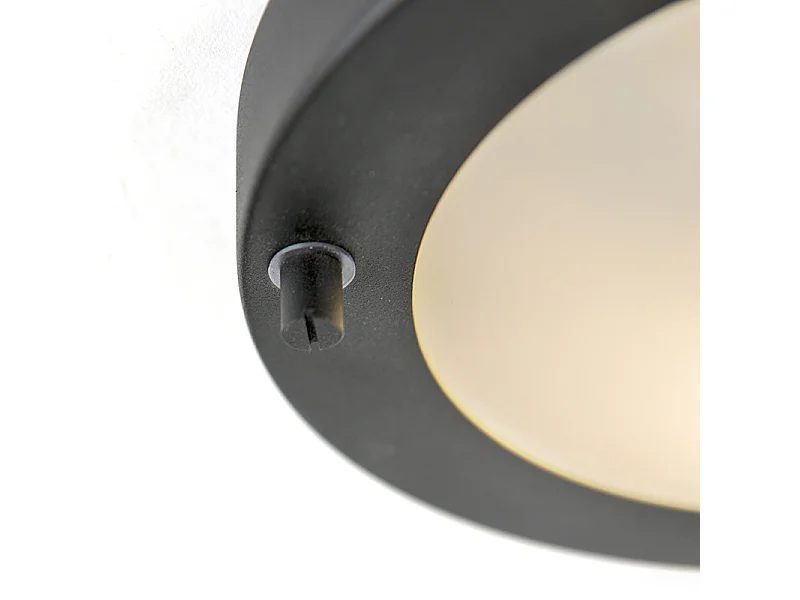 Plafonnier moderne noir 18 cm IP44 - Yuma