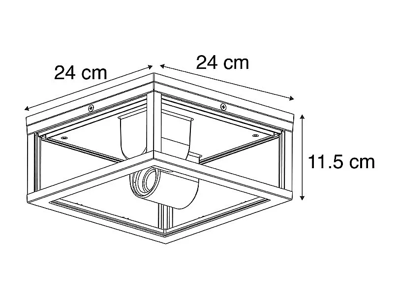 Plafonnier industriel noir IP44 2 lumières - Charlois