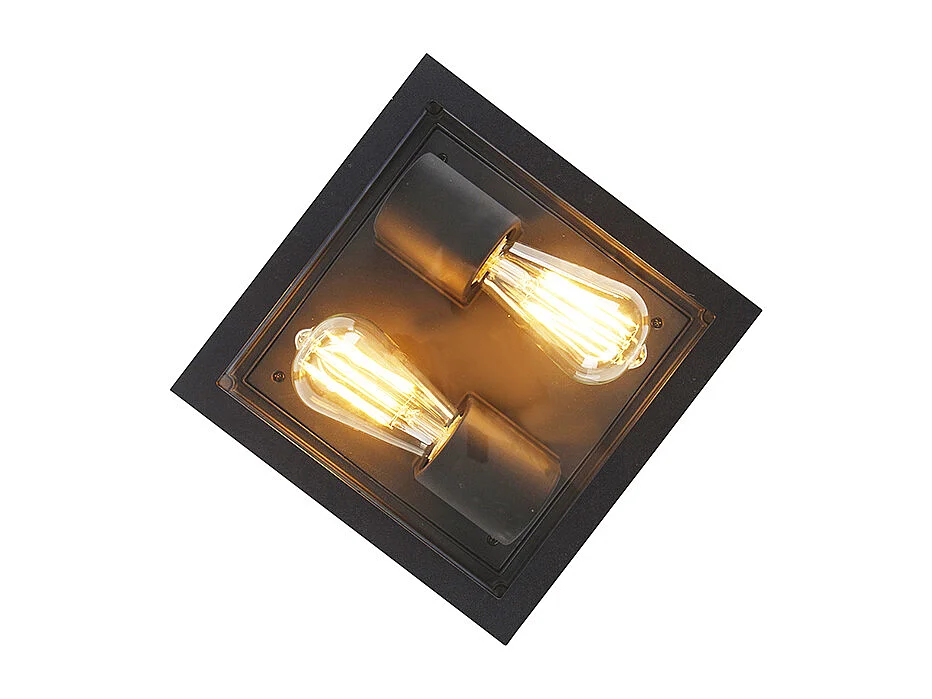 Plafonnier industriel noir IP44 2 lumières - Charlois