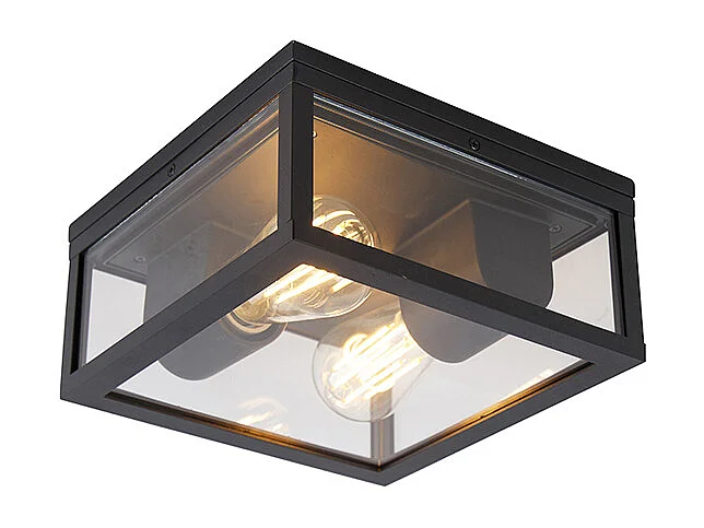 Plafonnier industriel noir IP44 2 lumières - Charlois