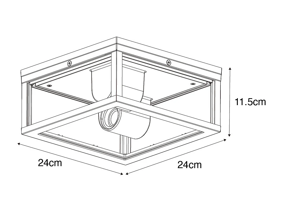 Plafonnier noir avec verre fumé 2 lumières IP44 - Charlois