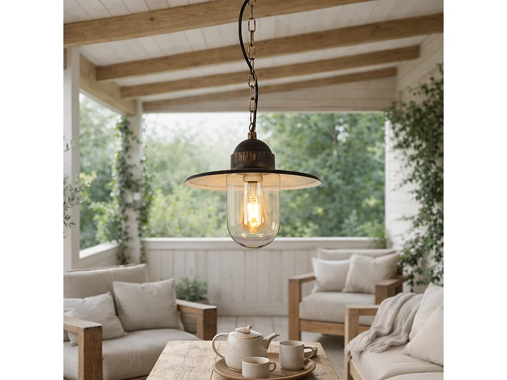 Suspension d'extérieur rustique or antique IP44 - Kansas