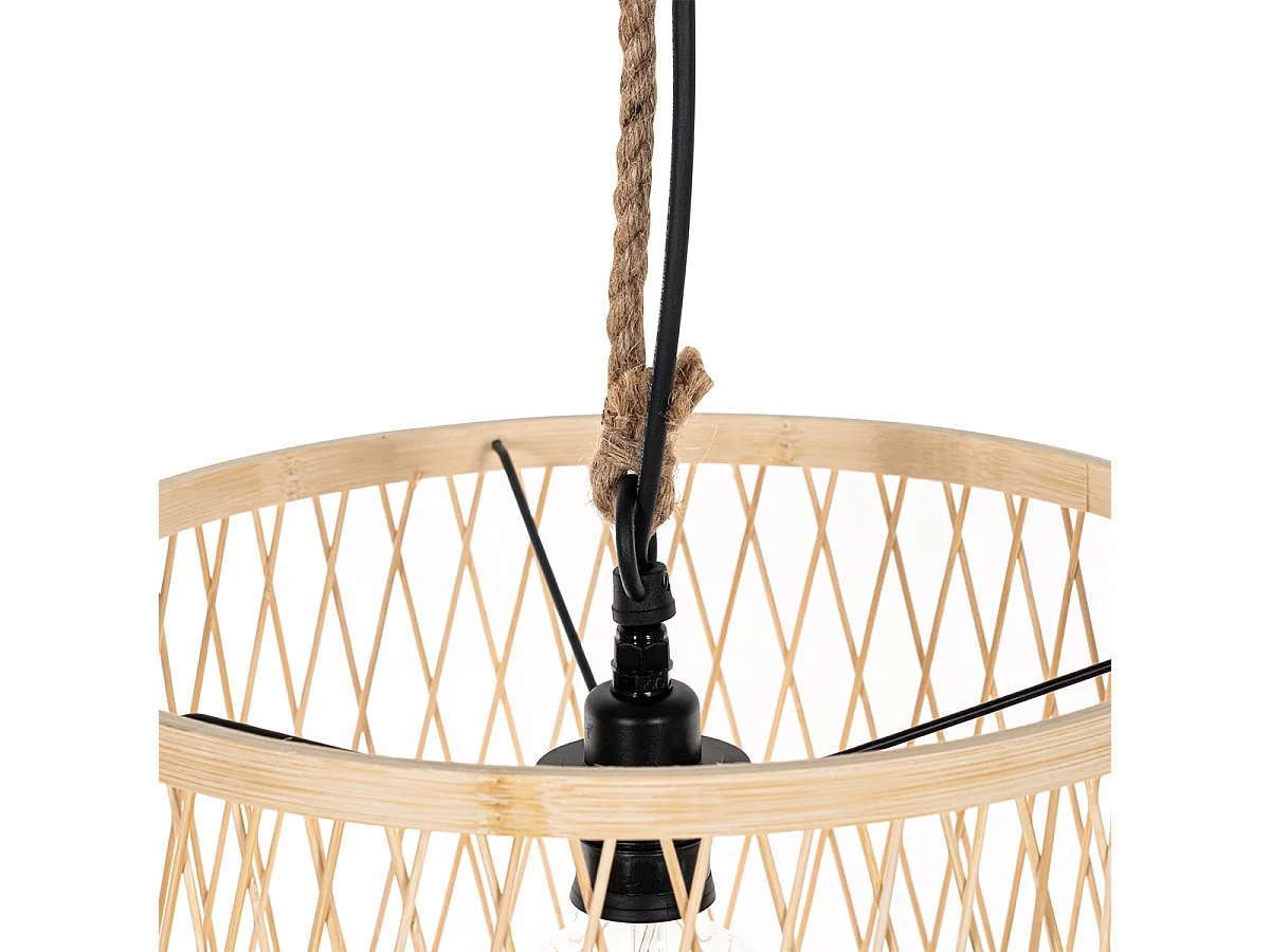 Lampe suspendue d'extérieur rurale en rotin 40 cm - Calamus