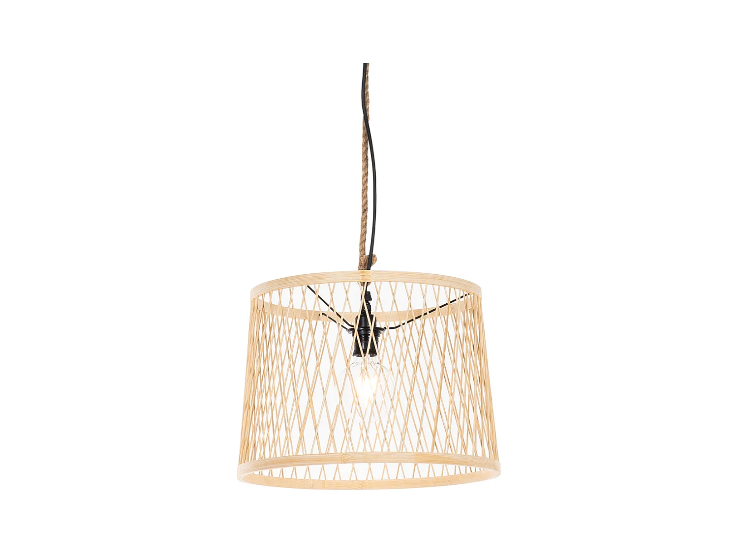Lampe suspendue d'extérieur rurale en rotin 40 cm - Calamus