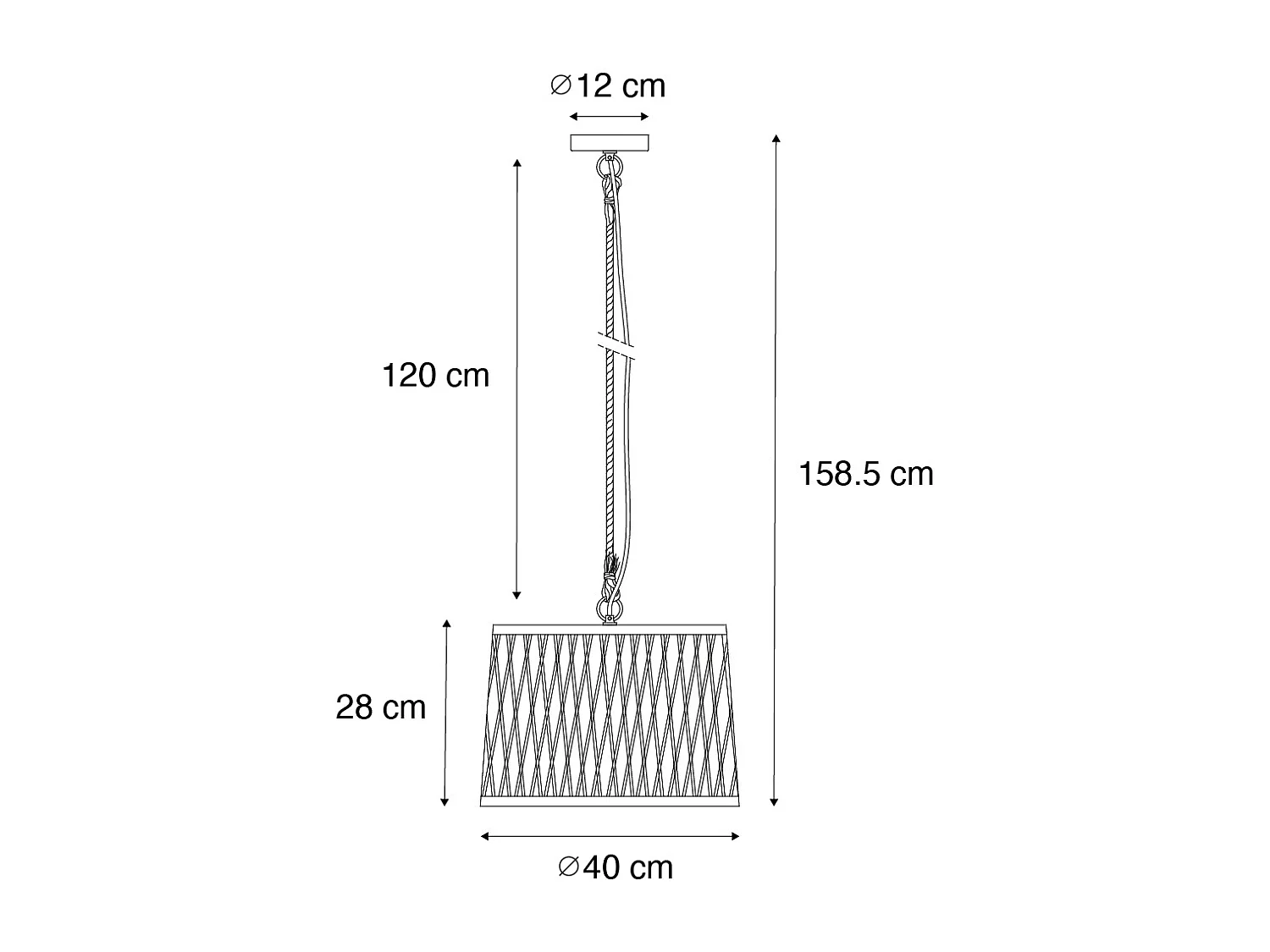 Suspension d'extérieur rustique en rotin 40 cm - Calamus